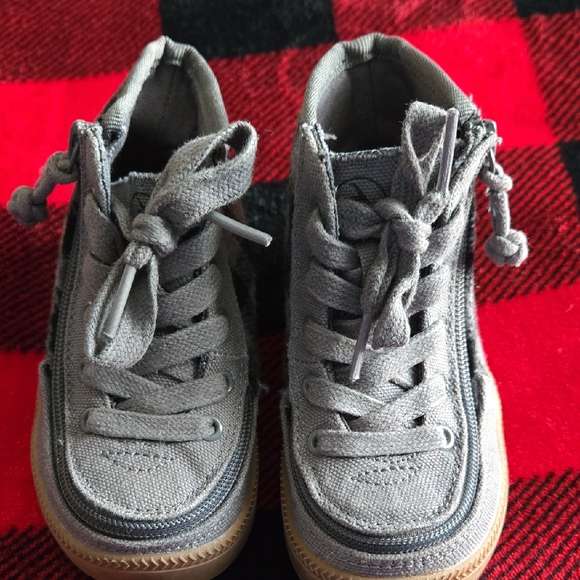 Plaid High-Top Kids Shoes Zip Open For Easy On & Off. Regular Width - Picture 2 of 5